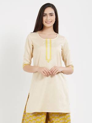 Off white plain cotton kurta 1