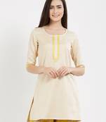 Off white plain cotton kurta