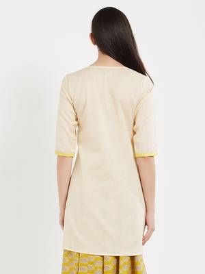 Off white plain cotton kurta 2