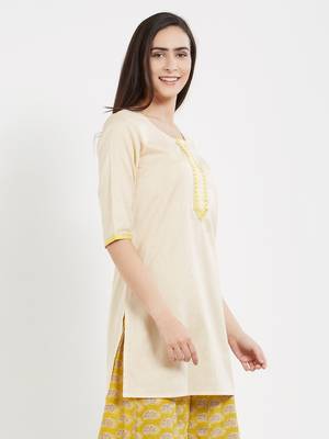 Off white plain cotton kurta 3