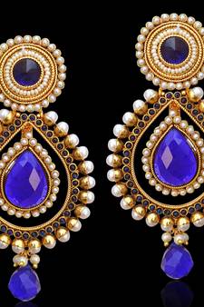 Ethnic Indian Bollywood Jewelry Gold Finish Pearl Polki Dangler Earrings