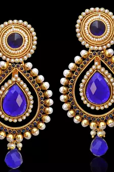 Ethnic Indian Bollywood Jewelry Gold Finish Pearl Polki Dangler Earrings