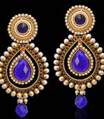 Ethnic Indian Bollywood Jewelry Gold Finish Pearl Polki Dangler Earrings