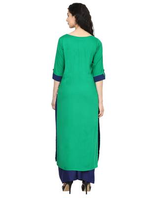 Green plain rayon kurti 4