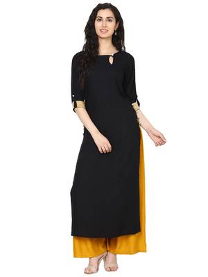 Black plain rayon kurti 1