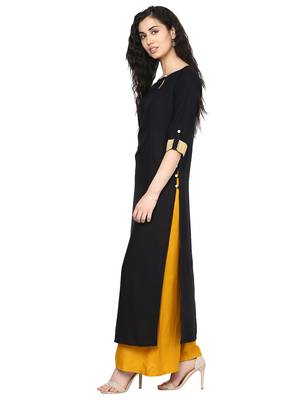 Black plain rayon kurti 3