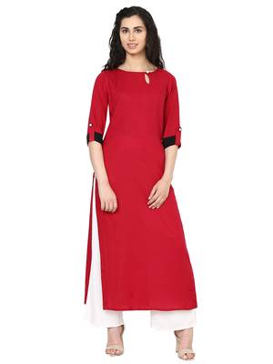 Maroon plain rayon kurti 1
