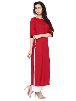 Maroon plain rayon kurti 2