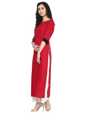 Maroon plain rayon kurti 3