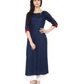 Navy blue plain rayon kurti