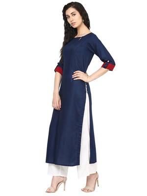 Navy blue plain rayon kurti 3