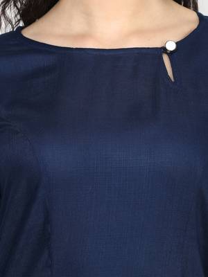 Navy blue plain rayon kurti 5
