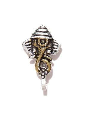 Infuzze Oxidised Silver & Antique Gold-Toned Clip-On Nosepin 3