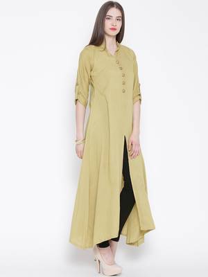 beige plain rayon kurti 3
