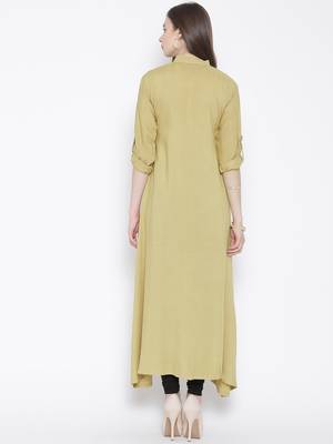 beige plain rayon kurti 4