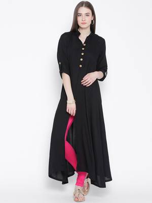 Black plain rayon kurti 1