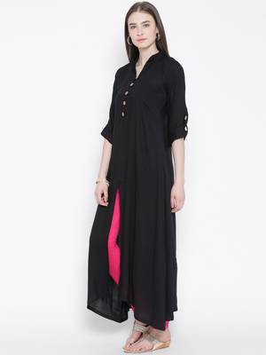 Black plain rayon kurti 2
