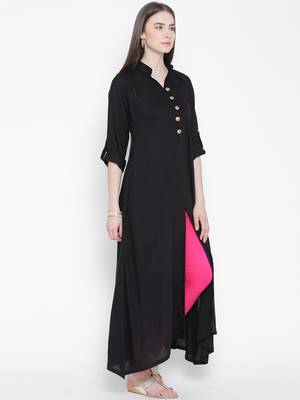 Black plain rayon kurti 3
