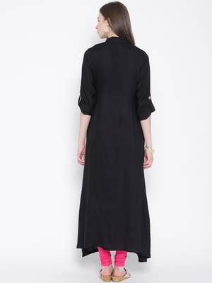 Black plain rayon kurti 4