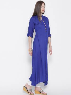 Blue plain rayon kurti 3