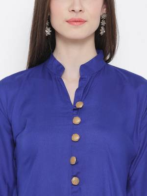 Blue plain rayon kurti 5