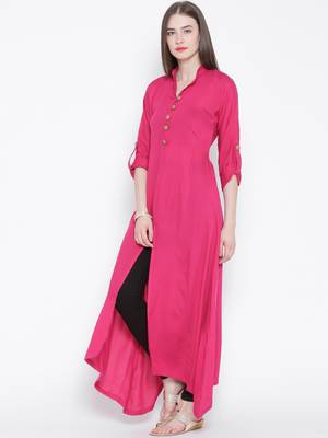pink plain rayon kurti 2