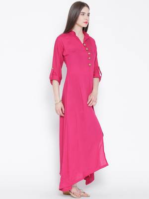 pink plain rayon kurti 3