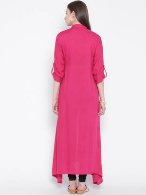 pink plain rayon kurti 4