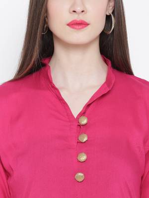 pink plain rayon kurti 5