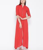 Red plain rayon kurti