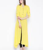 Yellow plain rayon kurti