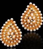 Ethnic Indian Bollywood Jewelry Gold Finish Pearl Polki Stud Earrings