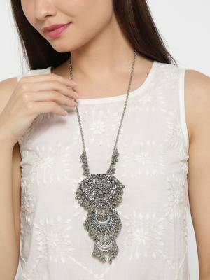 Infuzze Oxidised  Toned Alloy Necklace 1