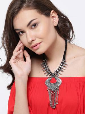 Infuzze Oxidised  Toned Alloy Necklace 1