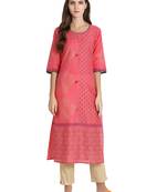 Peach printed cotton kurti
