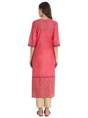 Peach printed cotton kurti 5