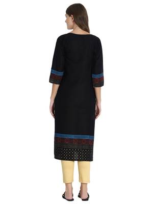 Black printed cotton kurti 5