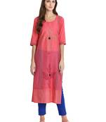 Peach printed cotton kurti
