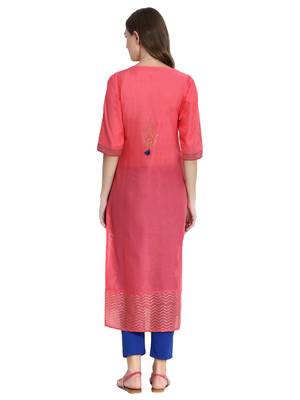 Peach printed cotton kurti 4