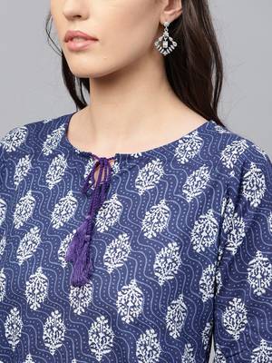 Blue printed cotton kurti 5