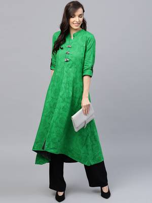 Green plain cotton kurti 3