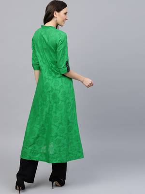 Green plain cotton kurti 4