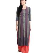Grey printed viscose rayon kurti