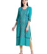 Green printed viscose rayon kurti