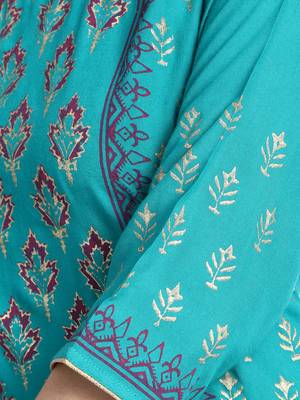 Green printed viscose rayon kurti 5