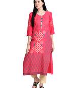 Peach printed viscose rayon kurti