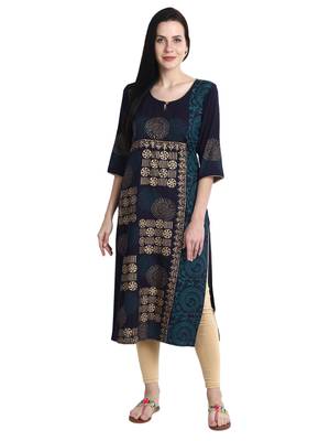 Multicolor printed viscose rayon kurti 1