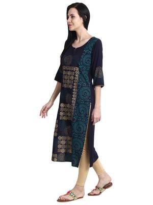Multicolor printed viscose rayon kurti 3