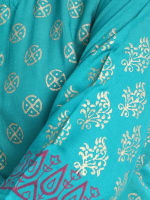 Green printed viscose rayon kurti 5