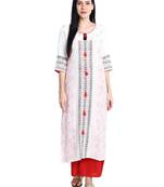 Cream printed viscose rayon kurti